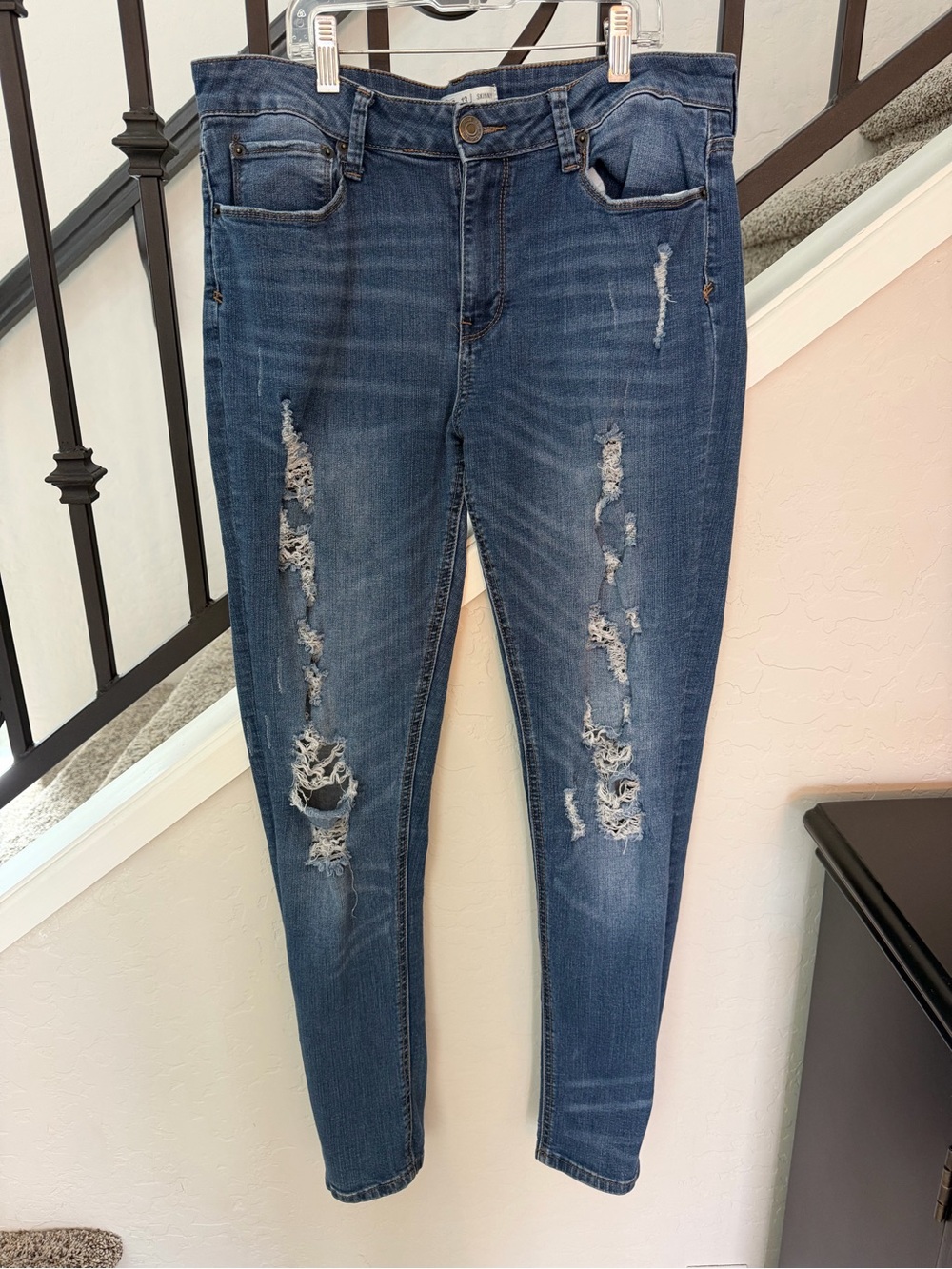 Mudd Women’s Dark Blue Ripped Skinny Jeans